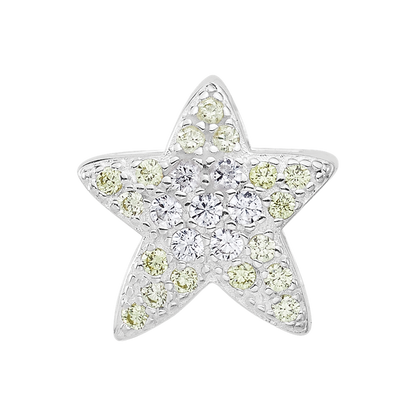Sterling Silver Reflections Rhodium-plated Yellow & Clear CZ Star Bead