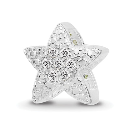 Sterling Silver Reflections Rhodium-plated Yellow & Clear CZ Star Bead