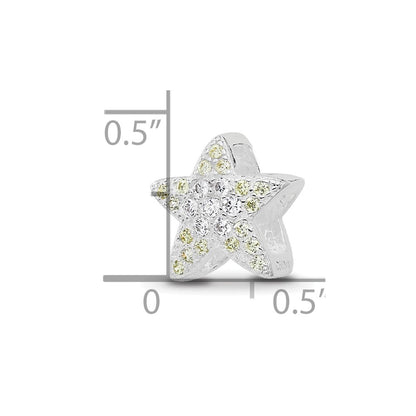 Sterling Silver Reflections Rhodium-plated Yellow & Clear CZ Star Bead