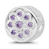 Sterling Silver Reflections Rh-plated Purple/Clear CZ Floral Reverse Bead