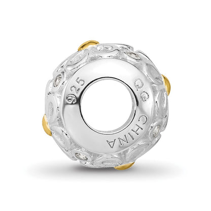 Sterling Silver Reflections Rhodium & Gold Plated Floral Bead