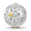 Sterling Silver Reflections Rhodium & Gold Plated Floral Bead
