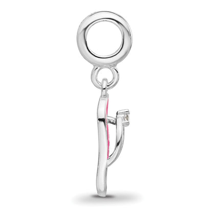 Sterling Silver Reflections Rh-plated Enameled CZ Flip Flop Dangle Bead