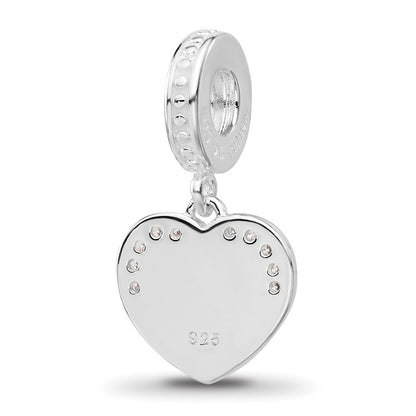 Sterling Silver Reflections Rh-plated Enameled & CZ 16 Dangle Bead