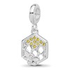 SS Reflections Rh-plated CZ Bee with Honeycomb Dangle Bead