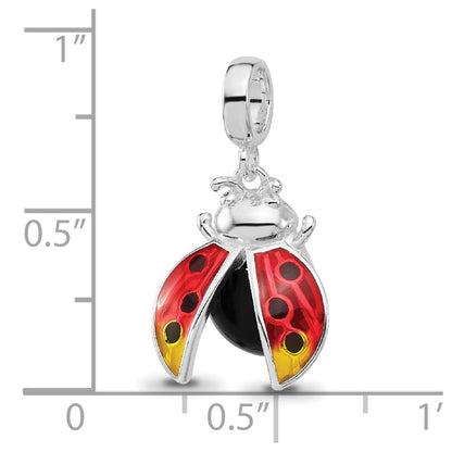 Sterling Silver Reflections Rh-plated Enameled Ladybug Dangle Bead