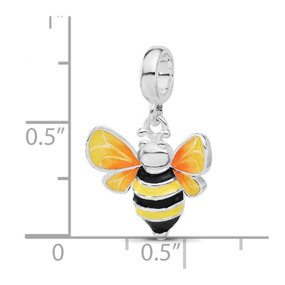 Sterling Silver Reflections Rh-plated Enamel BumbleBee Dangle Bead