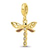 Sterling Silver Reflections Gold-plated CZ and Enamel Dragonfly Dangle Bead