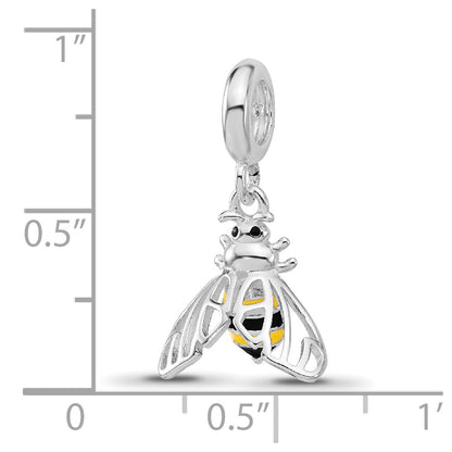 Sterling Silver Reflections Rh-plated Enameled Bee Dangle Bead