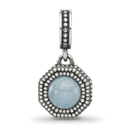 Sterling Silver Reflections Antiqued Blue Chalcedony Dangle Bead