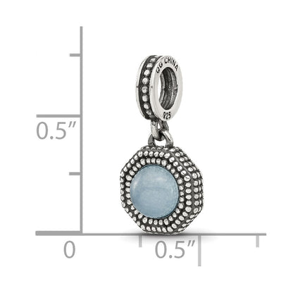 Sterling Silver Reflections Antiqued Blue Chalcedony Dangle Bead