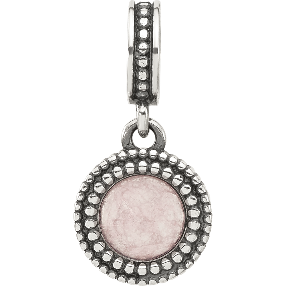 Sterling Silver Reflections Antiqued Pink Chalcedony Dangle Bead