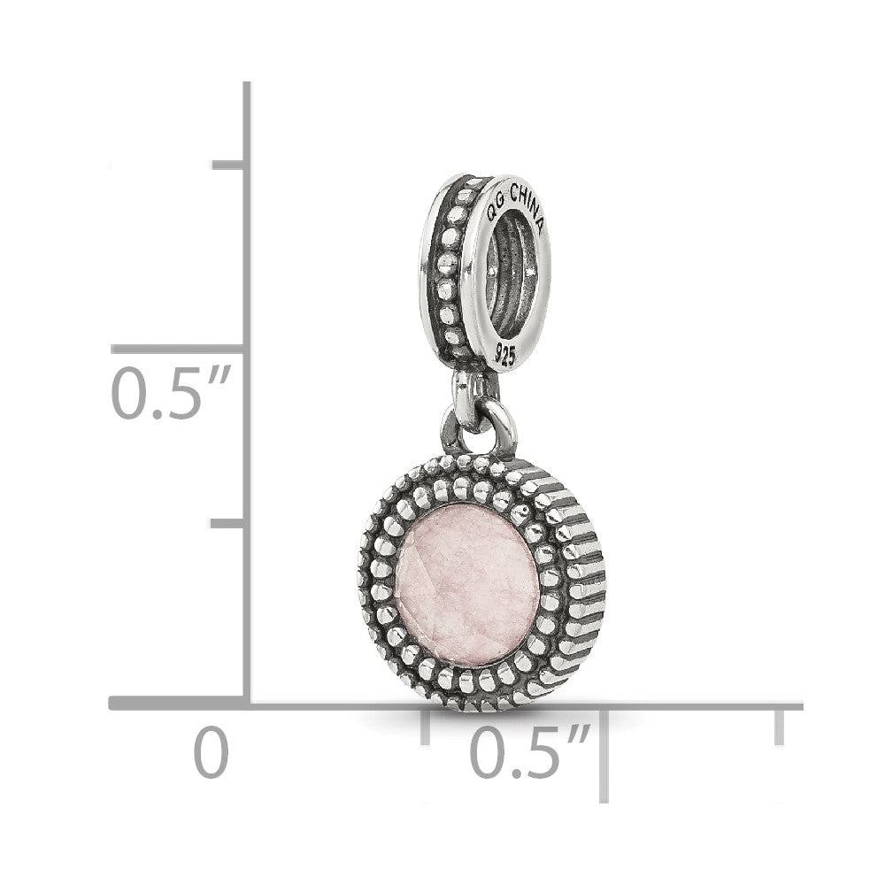 Sterling Silver Reflections Antiqued Pink Chalcedony Dangle Bead