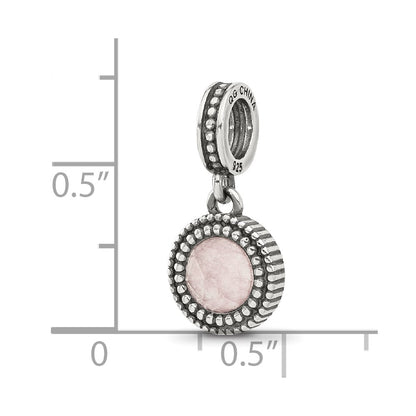 Sterling Silver Reflections Antiqued Pink Chalcedony Dangle Bead