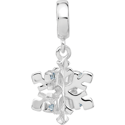 Sterling Silver Reflections Rh-plated Blue Spinel Snowflake Dangle Bead