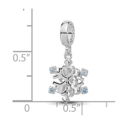 Sterling Silver Reflections Rh-plated Blue Spinel Snowflake Dangle Bead