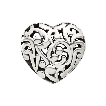Sterling Silver Reflections Floral Heart Bead