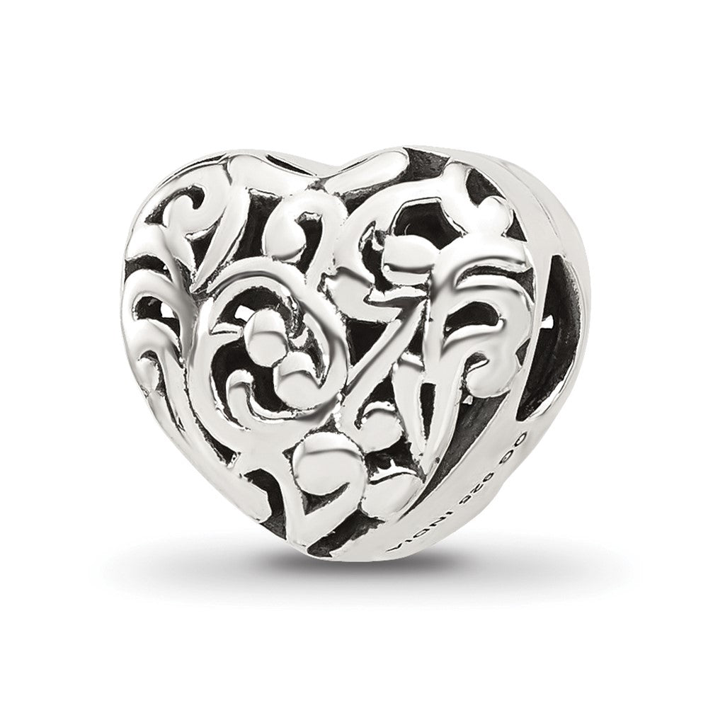 Sterling Silver Reflections Floral Heart Bead