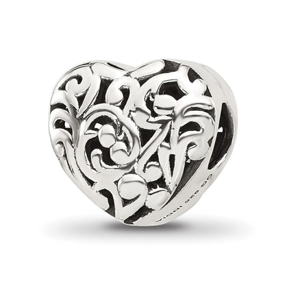 Sterling Silver Reflections Floral Heart Bead