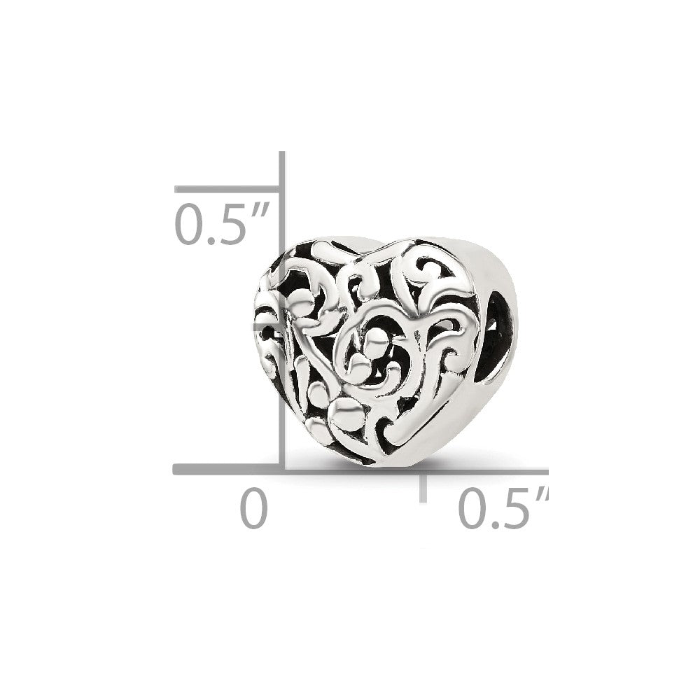 Sterling Silver Reflections Floral Heart Bead