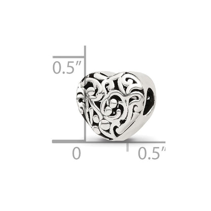 Sterling Silver Reflections Floral Heart Bead