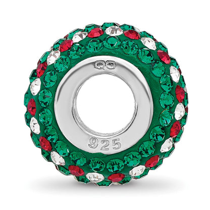 Sterling Silver Reflections RH-plated Red/Green/White Preciosa Crystal Bead
