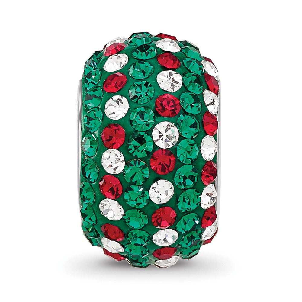Sterling Silver Reflections RH-plated Red/Green/White Preciosa Crystal Bead