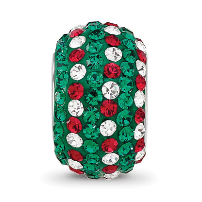 Sterling Silver Reflections RH-plated Red/Green/White Preciosa Crystal Bead