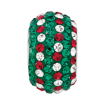 Sterling Silver Reflections RH-plated Red/Green/White Preciosa Crystal Bead