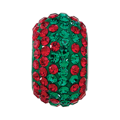Sterling Silver Reflections RH-plated Red/Green Preciosa Crystal Bead