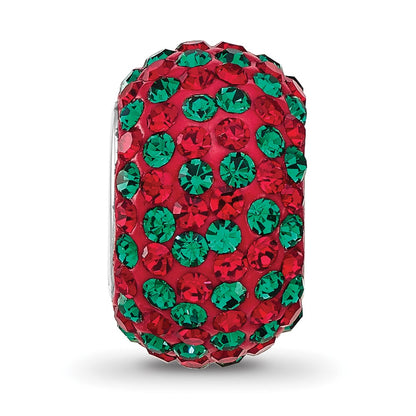 Sterling Silver Reflections RH-plated Red/Green Preciosa Crystal Bead