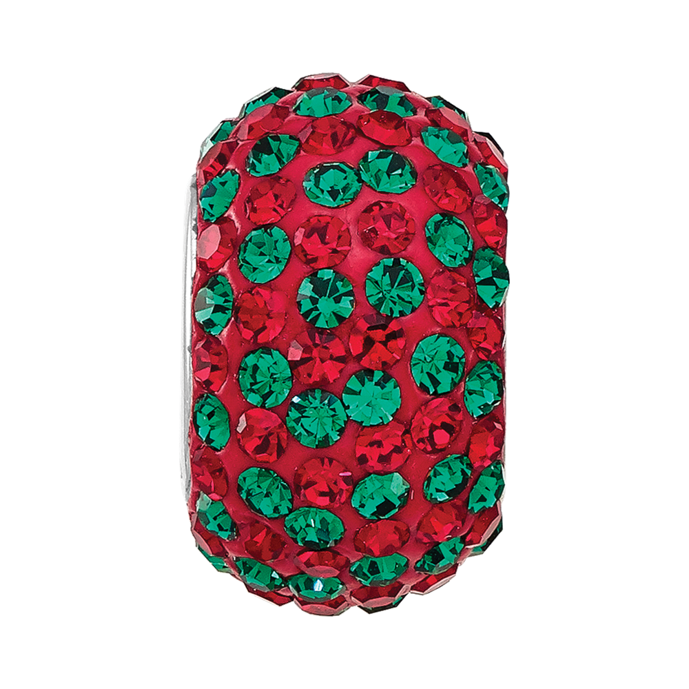 Sterling Silver Reflections RH-plated Red/Green Preciosa Crystal Bead
