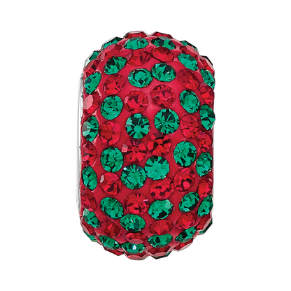 Sterling Silver Reflections RH-plated Red/Green Preciosa Crystal Bead