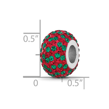 Sterling Silver Reflections RH-plated Red/Green Preciosa Crystal Bead