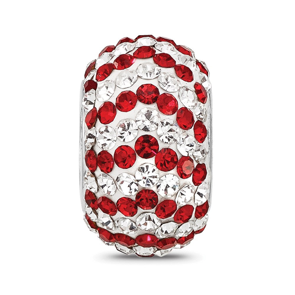 Sterling Silver Reflections RH-plated Red/White Preciosa Crystal Bead