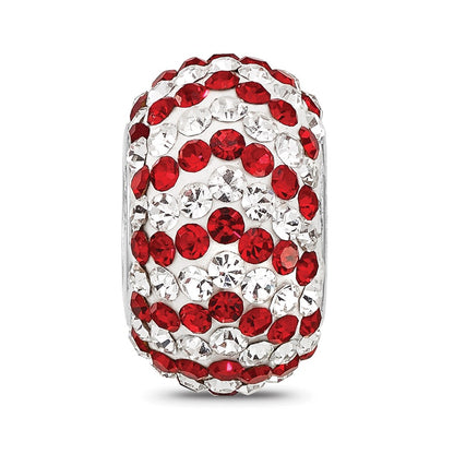 Sterling Silver Reflections RH-plated Red/White Preciosa Crystal Bead