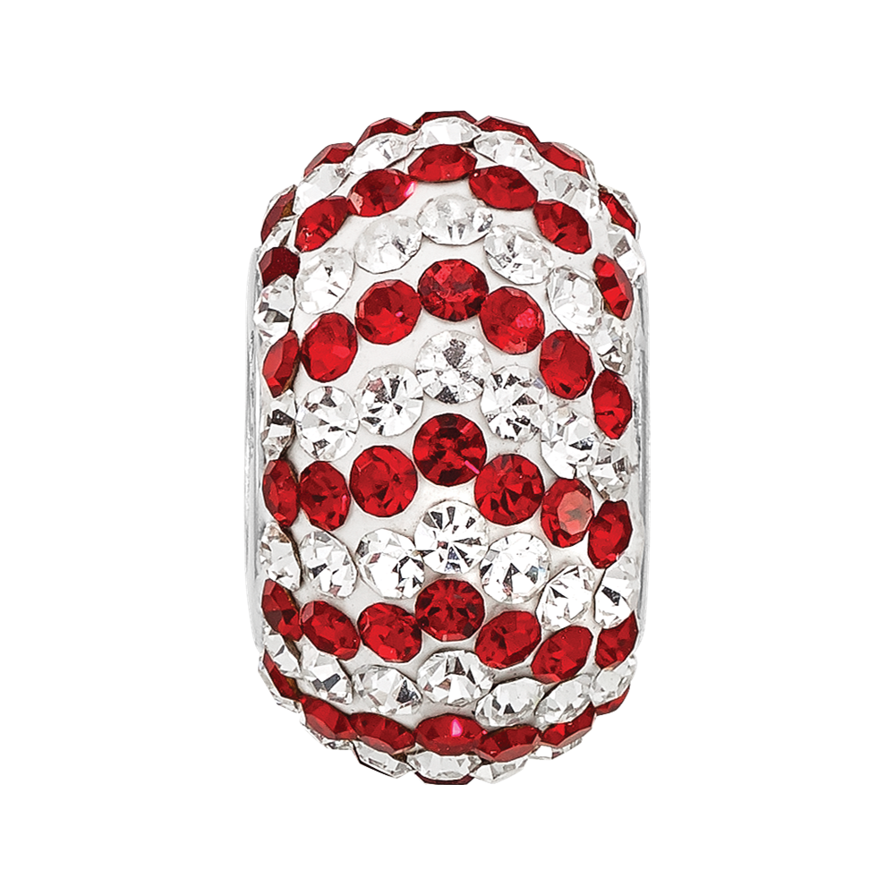 Sterling Silver Reflections RH-plated Red/White Preciosa Crystal Bead