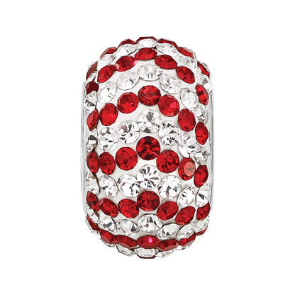 Sterling Silver Reflections RH-plated Red/White Preciosa Crystal Bead