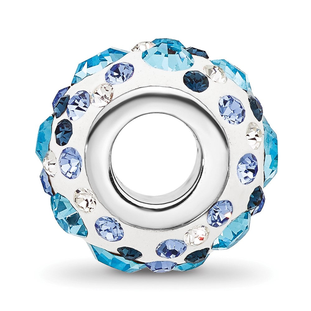 Sterling Silver Reflections RH-plated Blue/White Preciosa Crystal Bead
