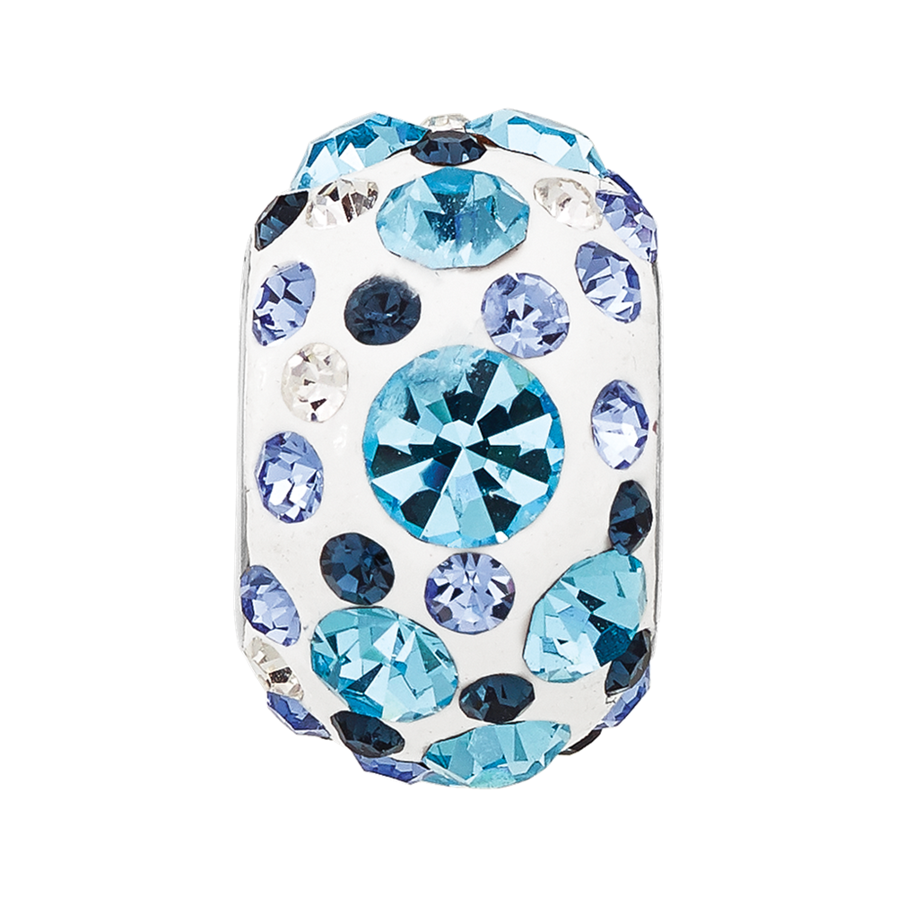 Sterling Silver Reflections RH-plated Blue/White Preciosa Crystal Bead