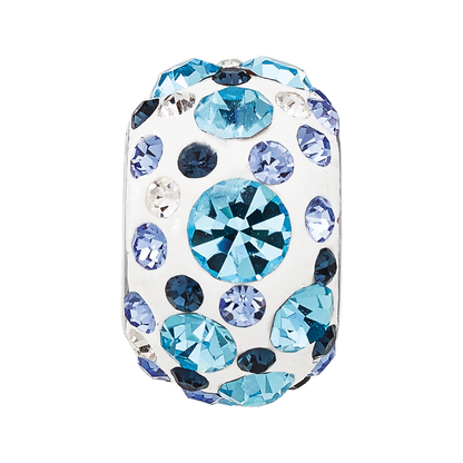 Sterling Silver Reflections RH-plated Blue/White Preciosa Crystal Bead
