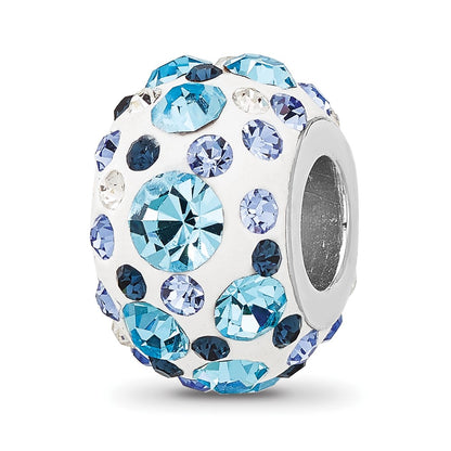 Sterling Silver Reflections RH-plated Blue/White Preciosa Crystal Bead