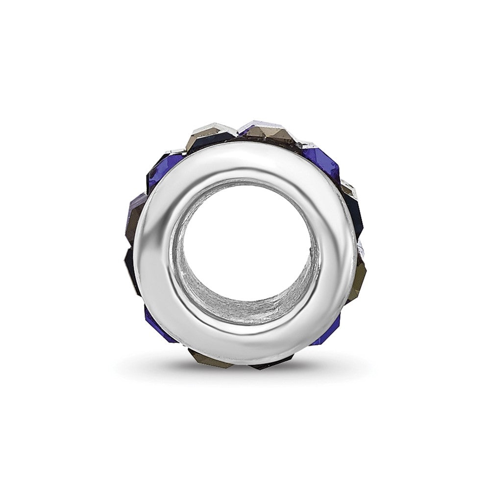 Sterling Silver Reflections RH-plated Blue/Grey Preciosa Crystal Bead