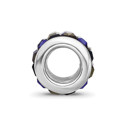 Sterling Silver Reflections RH-plated Blue/Grey Preciosa Crystal Bead