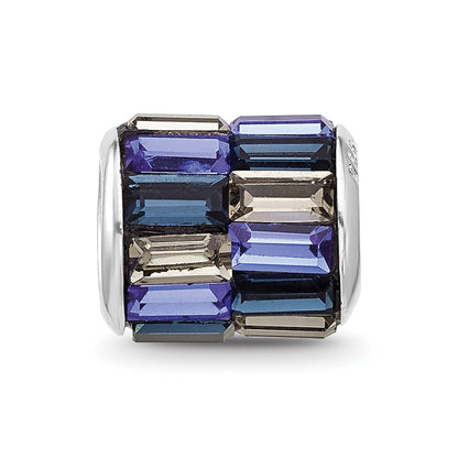 Sterling Silver Reflections RH-plated Blue/Grey Preciosa Crystal Bead