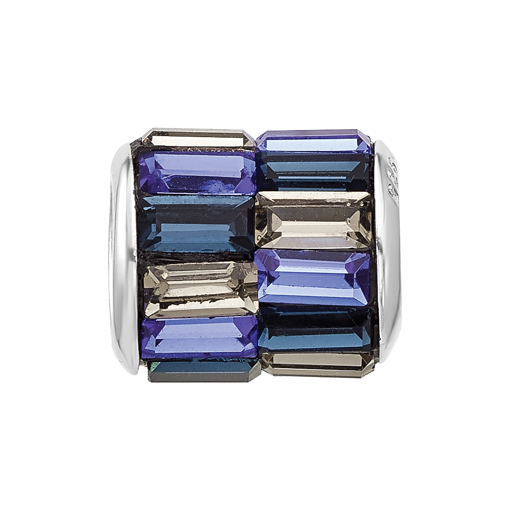 Sterling Silver Reflections RH-plated Blue/Grey Preciosa Crystal Bead