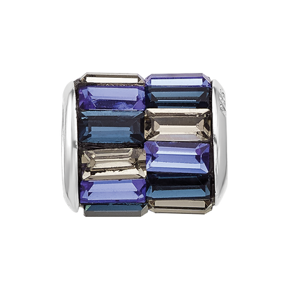 Sterling Silver Reflections RH-plated Blue/Grey Preciosa Crystal Bead