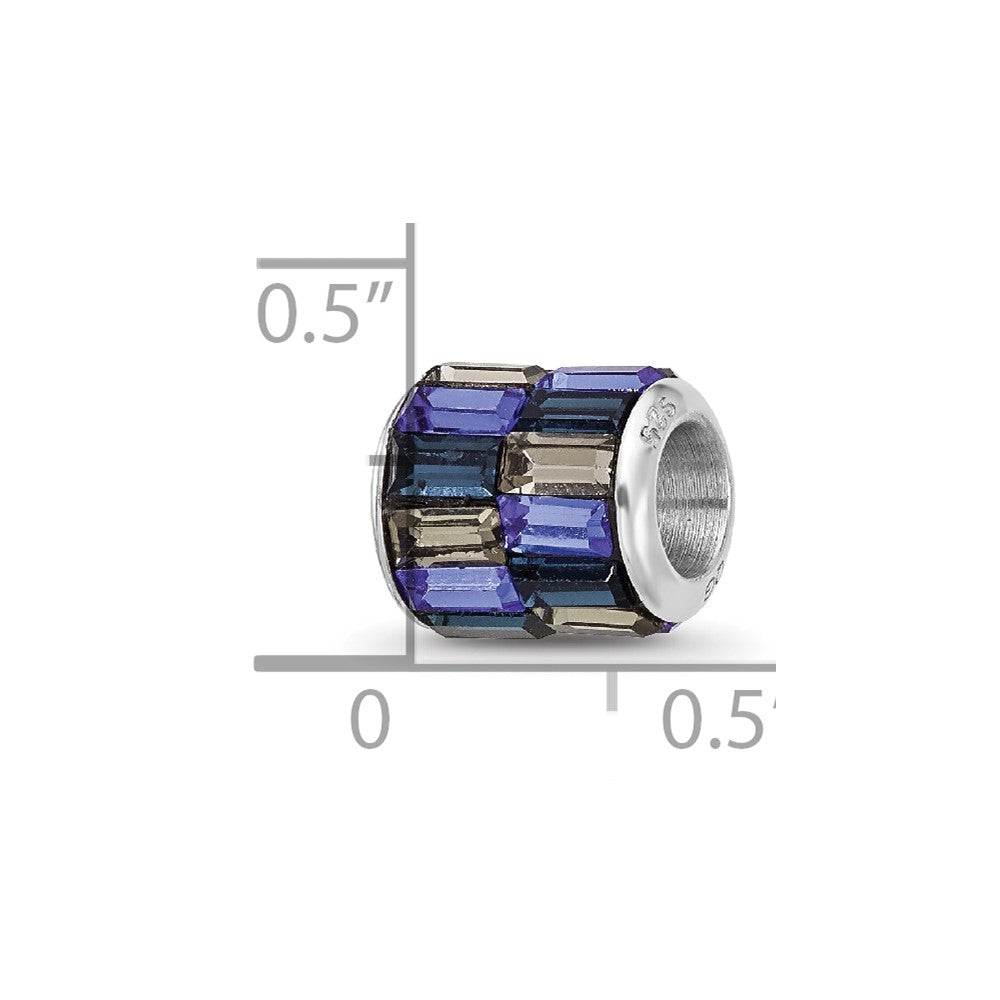 Sterling Silver Reflections RH-plated Blue/Grey Preciosa Crystal Bead