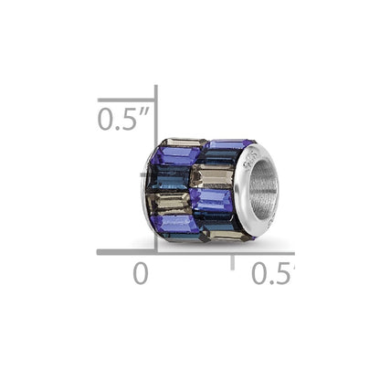 Sterling Silver Reflections RH-plated Blue/Grey Preciosa Crystal Bead