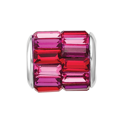 Sterling Silver Reflections RH-plated Pink/Red Preciosa Crystal Bead
